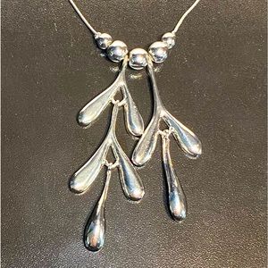 J. Jill Silver & Clear Beaded/ Silver Petal Necklace